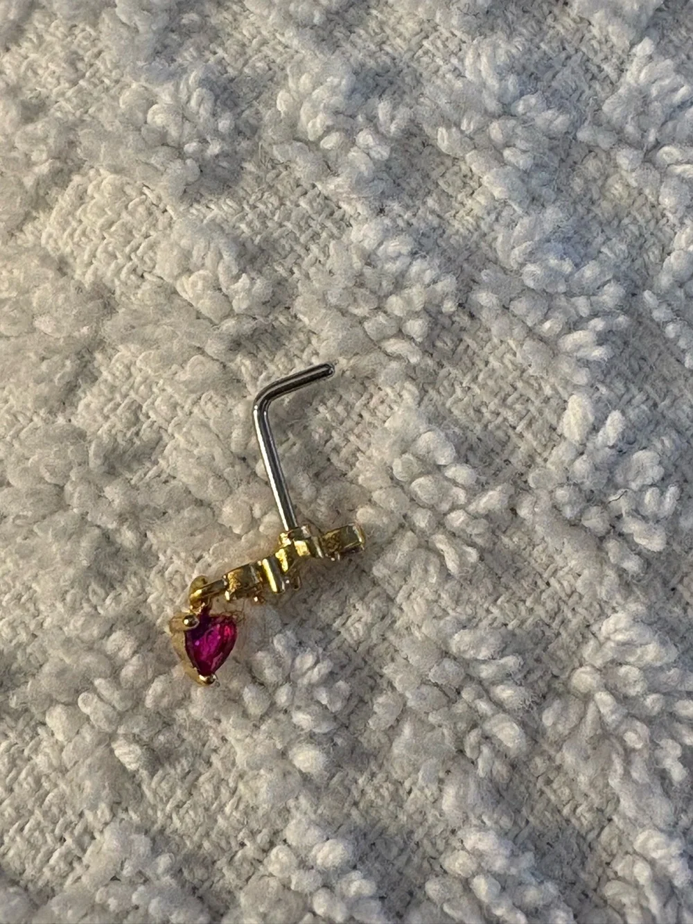 Nose Ring- Stud 20G Copper  Gold Tone Zirconia Nose Ring